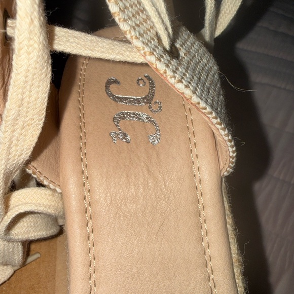 Montce Black and Cream Espadrille Wedge Sandals with Ankle Ties - Picture 5 of 11